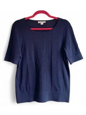 Pendleton Women's Navy Blue Silk Cotton Short Sleeve Sweater Size M
